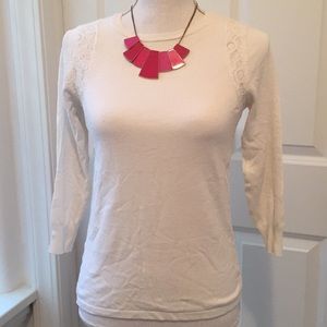 The Limited Knit Top with Lace Detail White Classic Elevated Basics Womens XS